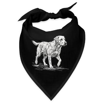 Labrador Sketch Weiß – Minimalistisches Design - Bandana - Schwarz - Vorne