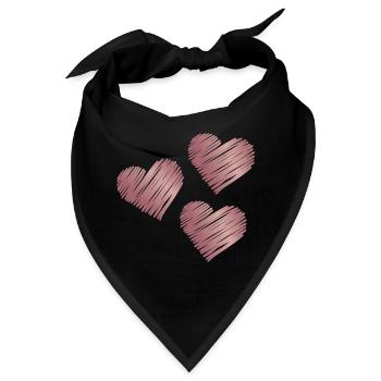 Roségold Herz Pinselstriche - Bandana - Schwarz - Vorne