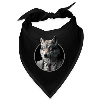 Cooler Business Wolf im Anzug - Bandana - Schwarz - Vorne