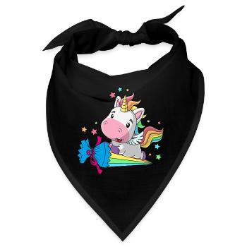 Einhorn Einschulung Schulkind Schule Zuckertüte - Bandana - Schwarz - Vorne