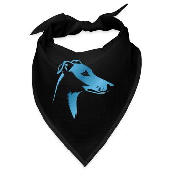 Windhund Greyhound, Hundekopf, Zeichnung blau - Bandana - Schwarz - Vorne
