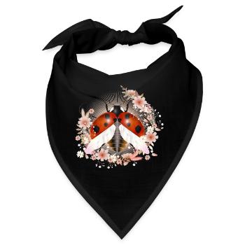 zauberhafter strahlender Marienkäfer mit Blüten - Bandana - Schwarz - Vorne