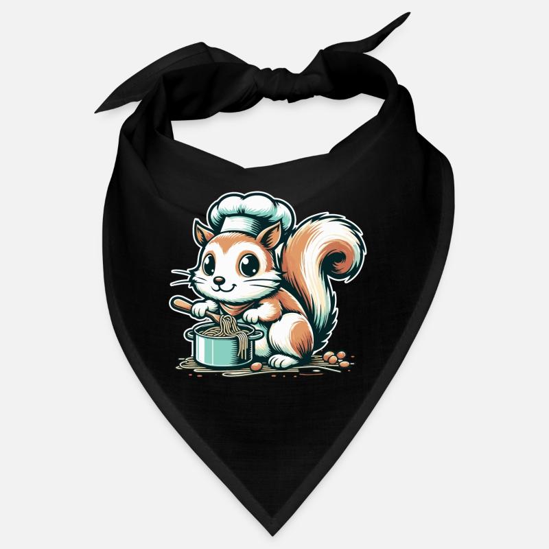 Niedliches Cartoon-Eichhörnchen kocht Spaghetti Bandana