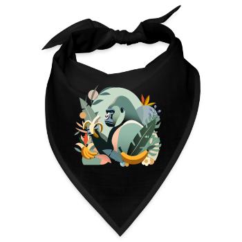 Stolzer Gorilla mit Banane in tropischer Umgebung - Bandana - Schwarz - Vorne