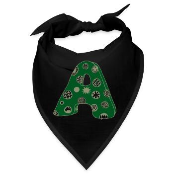 Buchstabe A mit Charakter in grün - Bandana - Schwarz - Vorne