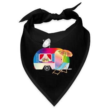 Bunter Retro-Wohnwagen mit Liegestuhl - Bandana - Schwarz - Vorne