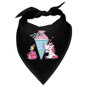 Einschulung Einhorn. Ach du meine Tüte! - Bandana - Schwarz - Vorne