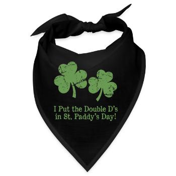 St. Patrick's Day Humor Double D Shamrocks - Bandana - Schwarz - Vorne