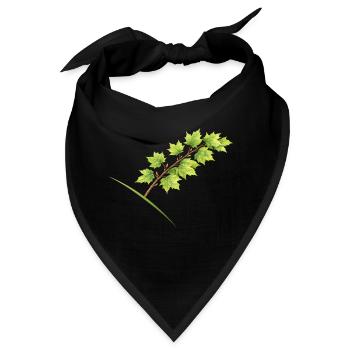 Blätterzweig Ahorn - Aquarell - Bandana - Schwarz - Vorne
