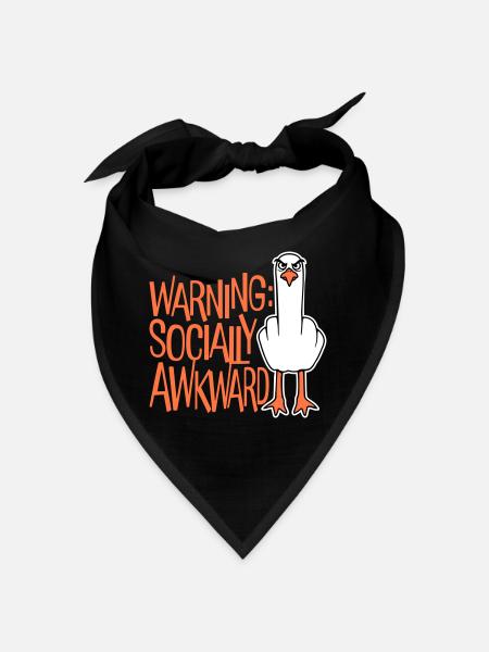 Warning Socially Awkward Möwe Mittelfinger Frech - Bandana - Schwarz - Vorne