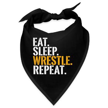 Eat, Sleep Wrestle Wiederholung – Wrestler Grappling - Bandana - Schwarz - Vorne