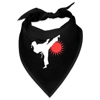 Karate Kick Silhouette mit roter Sonne - Bandana - Schwarz - Vorne