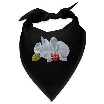 Weiße Orchideen Blüten - Bandana - Schwarz - Vorne