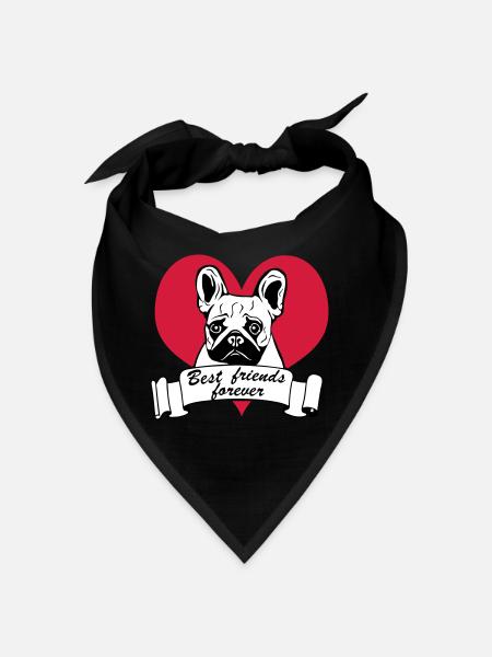 Bouledogue français, bouledogue français ... / + - Bandana - noir - Devant