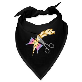 Schere schneidet einen blonden Zopf ab - Bandana - Schwarz - Vorne