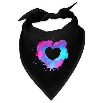 Aquarellherz mit rosa und hellblauen Farben - Bandana - Schwarz - Vorne