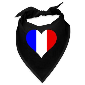 Herz Frankreich Landesfarben - Bandana - Schwarz - Vorne