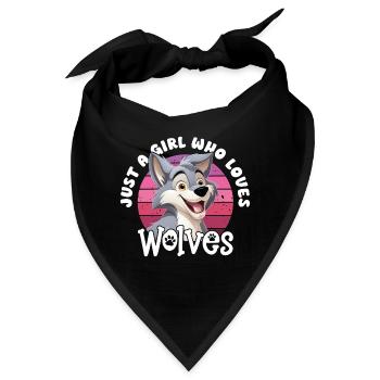 Wolf Just A Girl Who Loves Wolves Wolfskopf - Bandana - Schwarz - Vorne