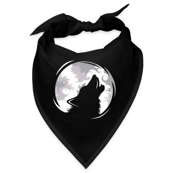 Wolf Wölfe jaulen Mond Abend Dunkel Tiere Natur - Bandana - Schwarz - Vorne