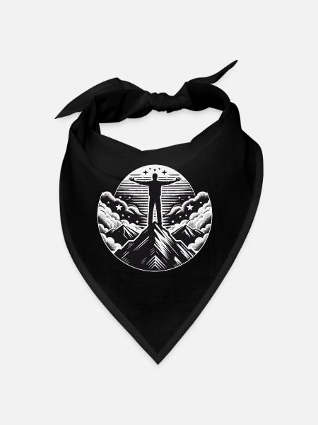 Berglandschaft mit einem Mann auf dem Berggipfel - Bandana - Schwarz - Vorne