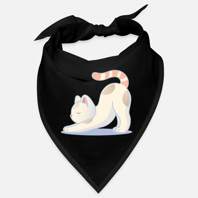 Un chat dans une pose de yoga d’étirement Bandana