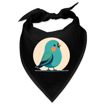 Kleiner grün-blauer Vogel - Bandana - Schwarz - Vorne