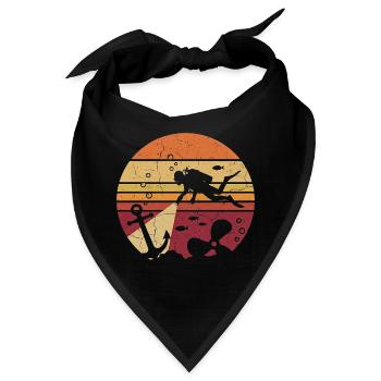 Taucher Retro Sonnenuntergang - Anker & Wrack - Bandana - Schwarz - Vorne