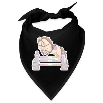 Pastellpferd beim Hindernis-Sprung - Bandana - Schwarz - Vorne