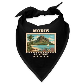 Mauritius Le Morne Vintage Reisemarke - Bandana - Schwarz - Vorne