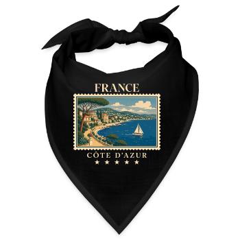 Frankreich Côte d’Azur Vintage Reisemarke - Bandana - Schwarz - Vorne