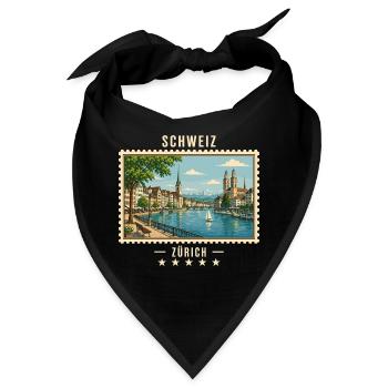 Schweiz Zürich Vintage Reisemarke - Bandana - Schwarz - Vorne