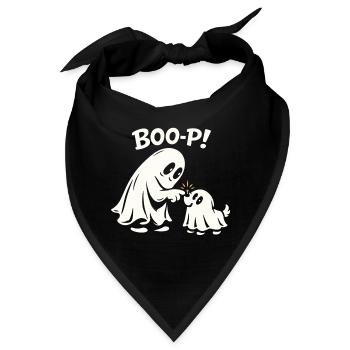Boo-P - Süßer Halloween Geist mit Hund - Bandana - Schwarz - Vorne