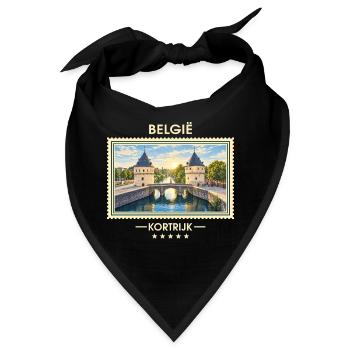 Belgien Kortrijk Vintage Reisemarke - Bandana - Schwarz - Vorne