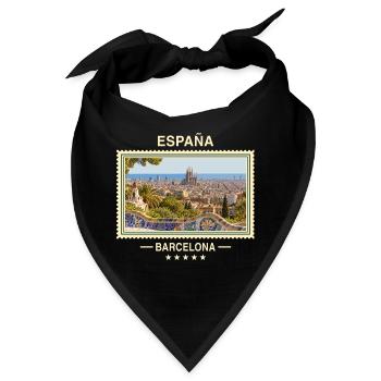 Spanien Barcelona Vintage Reisemarke - Bandana - Schwarz - Vorne