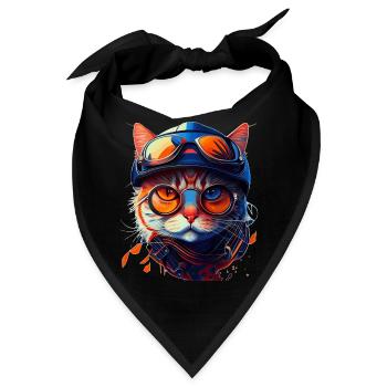Haustier Stubentiger Gesicht mit Sonnenbrille - Bandana - Schwarz - Vorne