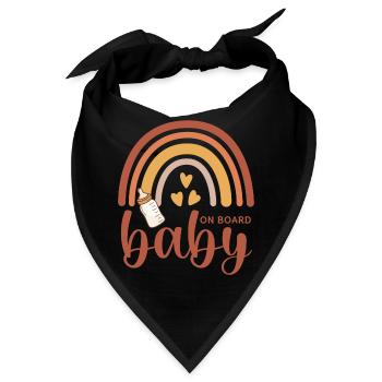 Boho Regenbogen Herzen Babyflasche Baby on Board - Bandana - Schwarz - Vorne