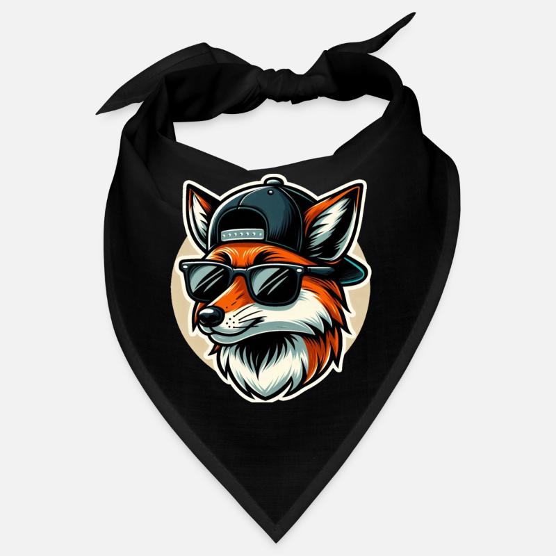 Fuchs mit Sonnenbrille und Cap - Bandana - Schwarz