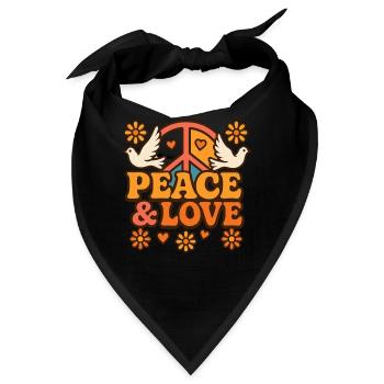 Retro Hippie Design mit Tauben und Peace Symbol - Bandana - Schwarz - Vorne