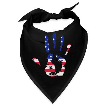 Handabdruck in US-Flaggenfarben - Bandana - Schwarz - Vorne