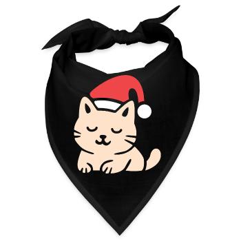 Süße Weihnachtskatze im Comfy Style - Bandana - Schwarz - Vorne
