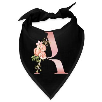 Monogramm Ein Pastellblume - Bandana - Schwarz - Vorne