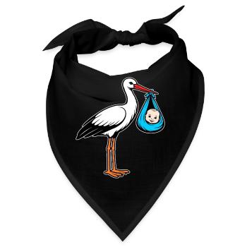 Storch mit Baby im Tuch blau - Bandana - Schwarz - Vorne