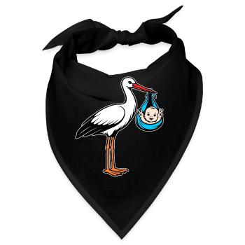 Storch mit Baby Peace im Tuch blau - Bandana - Schwarz - Vorne