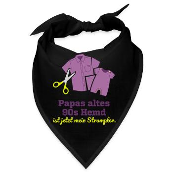 Papas 90er Hemd Upcycling Baby Strampler - Bandana - Schwarz - Vorne
