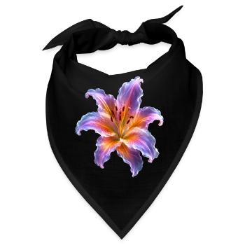 Leuchtende Lilie Abstraktes Florales Kunst  Motiv - Bandana - Schwarz - Vorne