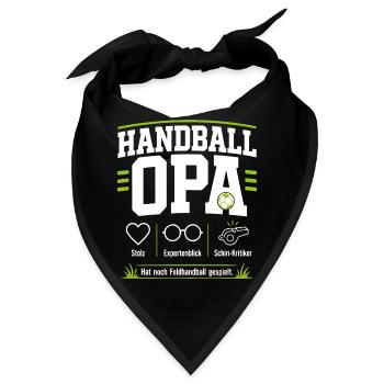 Handballopa Geschenk – Stolz & Expertenblick - Bandana - Schwarz - Vorne