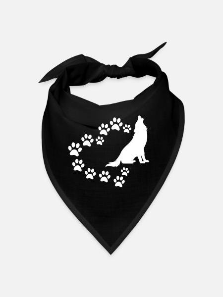 Pfote Herz Wolf - Bandana - Schwarz