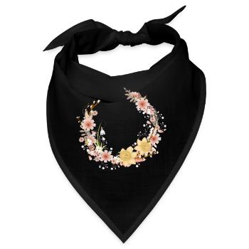 Blumenkranz Frühling Osterglocken und Palmkätzchen - Bandana - Schwarz - Vorne