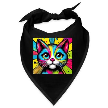 Katze Pop Art - Bandana - Schwarz - Vorne