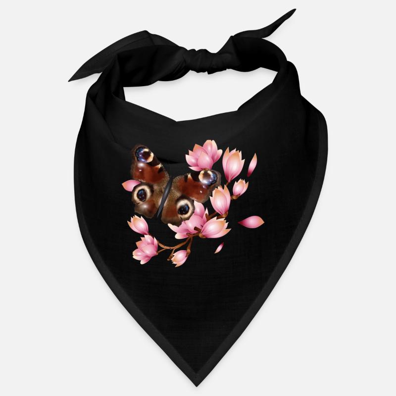 Papillon paon oeil avec Magnolia en rose Bandana